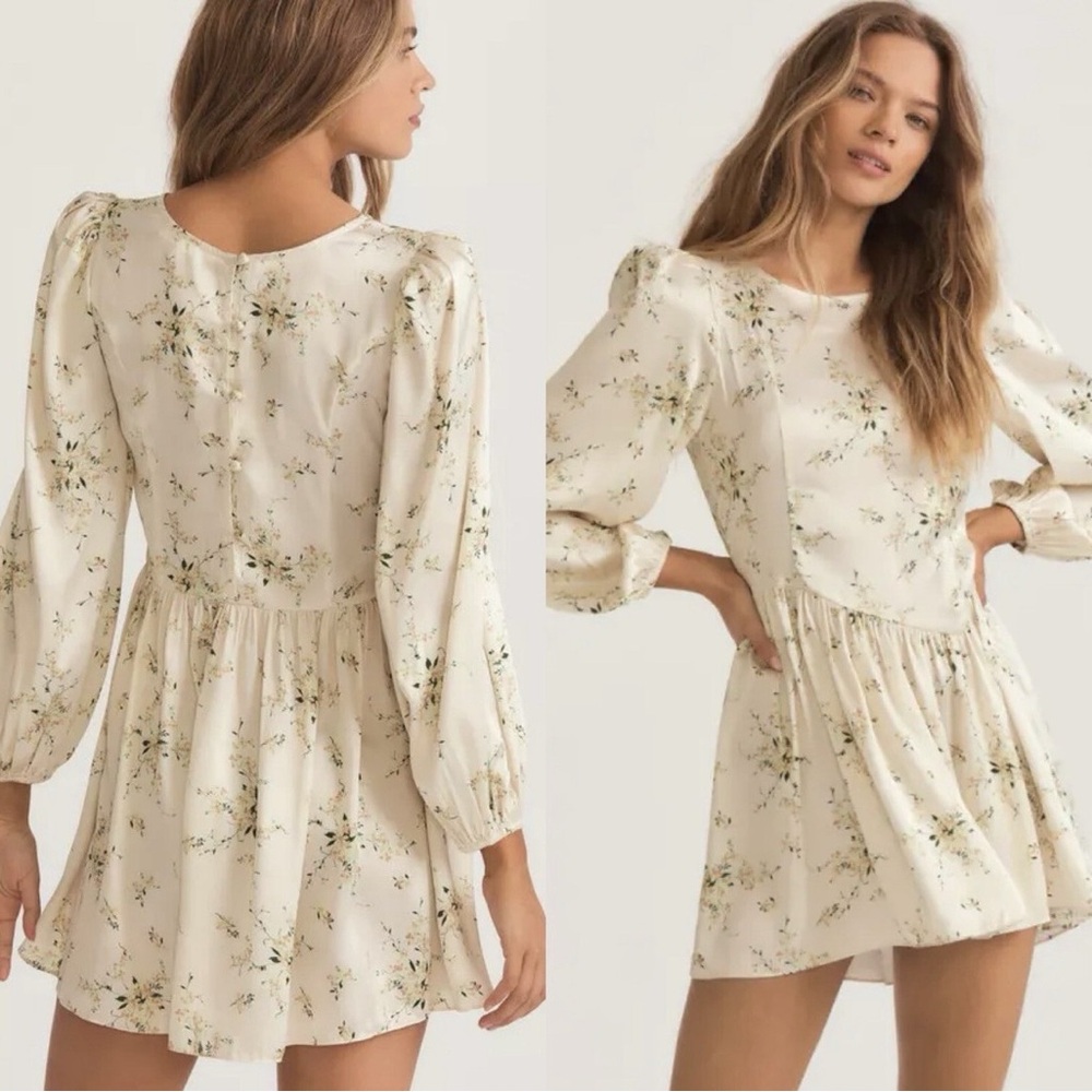 LoveShackFancy Garcia Scoop Neck Button Mini Dress Floral - Picture 2 of 16